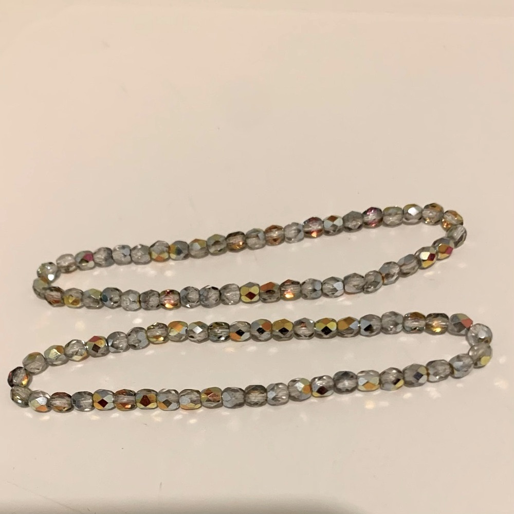 Vintage Crystal Prism Bracelet Bead Faceted Iridescent Stretch (2 set) - Picture 10 of 12